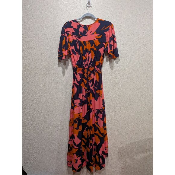 Anthropologie Abel The Label Clare Floral High Low Dress  Size Small Blue Orange - Picture 7 of 13